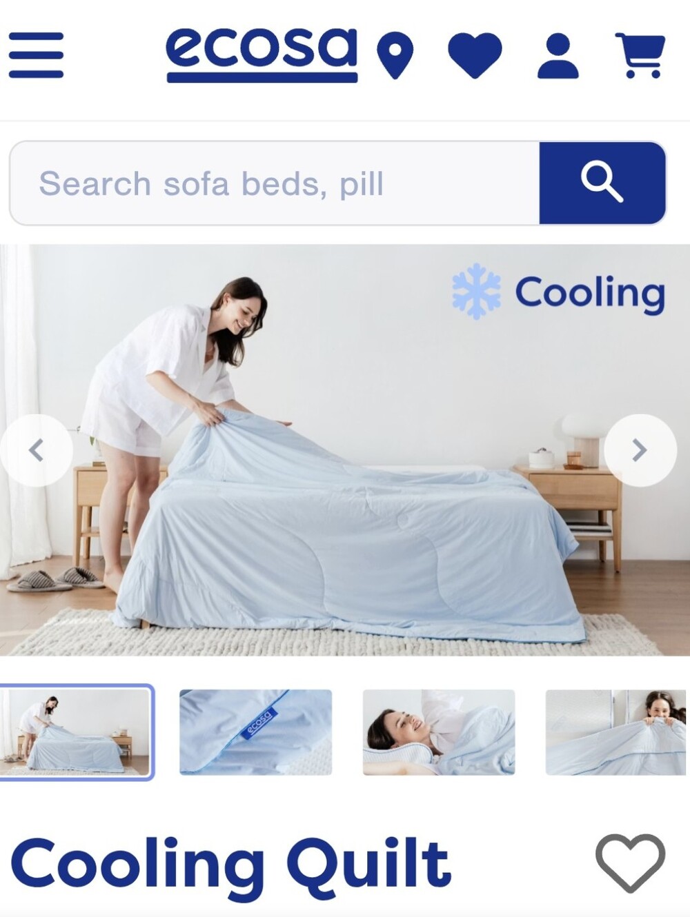 Ecosa Luxurious Cooling Quilt W/Cooling Fabric & Breathable Fill-Light Blue King